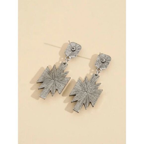 WESTERN BOHO SILVER TURQUOISE CROSS DANGLE EARRINGS - Picture 2 of 4